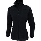 ה-Aztec Lynx 2.0 Full Zip W היא מעיל נשים שחור עם שרוולים ארוכים, צווארון גבוה וכיסים צדדיים עם רוכסן, המוצג על רקע לבן.