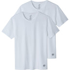חבילת 2 חולצות Aztec M Cotton T כוללת שתי חולצות גברים פשוטות בצבע לבן, עם שרוולים קצרים וצווארון עגול, ועליהן לוגו עגול קטן בקצה התחתון, המוצגות בשכיבה זו על גבי זו על רקע לבן.