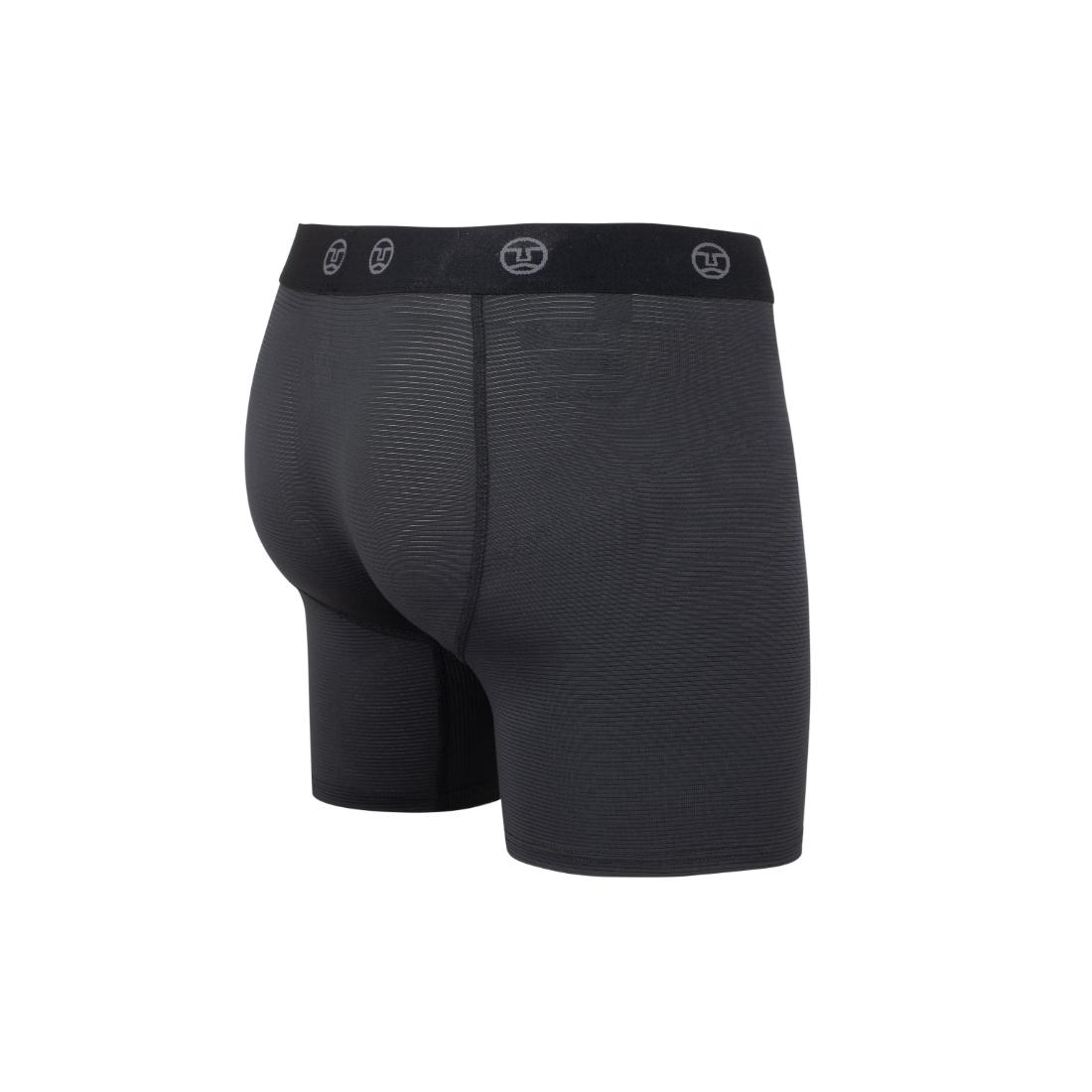 תחתוני בוקסר לגברים "Aztec Wicking Underwear II" (2 יח' במארז), בצבע שחור, מוצגים במבט מאחור. התחתונים מתאפיינים בעיצוב צמוד עם חגורה שחורה ולוגואים מעגליים עדינים, עשויים מבד המנדף לחות כדי לשמור על קרירות ויובש, והכל על רקע לבן.