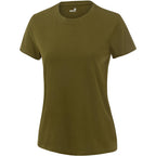 חולצת ה-Aztec W T Shirt Military היא חולצת טי לנשים בצבע ירוק זית, בעלת שרוולים קצרים, צווארון עגול וקיצור צמוד, המוצגת על רקע לבן למראה קלאסי.