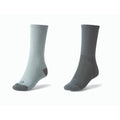 שני זוגות גרביים קצרים מדגם Aztec Rhyo Coolmax מוצגים בעמידה על רקע לבן: הזוג השמאלי בצבע אפור בהיר עם עקב ובוהן בצבע אפור כהה; הזוג הימני עשוי מבד COOLMAX מקרר, המשלב גוונים של אפור כהה ובהיר לנוחות משופרת.