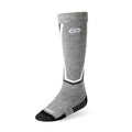 גרבי ה-Aztec Merino Ski II מבית Aztec הם גרביים אפורים המגיעים עד הברך, עם נגיעות בשחור ולבן, שולי צמה, דוגמה לבנה בחלק העליון, קצה ועקב שחורים, והכיתוב "aztec" ליד קצה הגרב — עשויים מצמר מרינו לשמירה על חום, אידיאליים לציוד סקי.