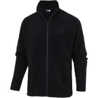 מעיל הפליס Aztec Raven Full Zip הוא מעיל פליס שחור חלק עם שרוולים ארוכים, צווארון גבוה ופרטי תפרים עדינים, המוצג על רקע לבן.