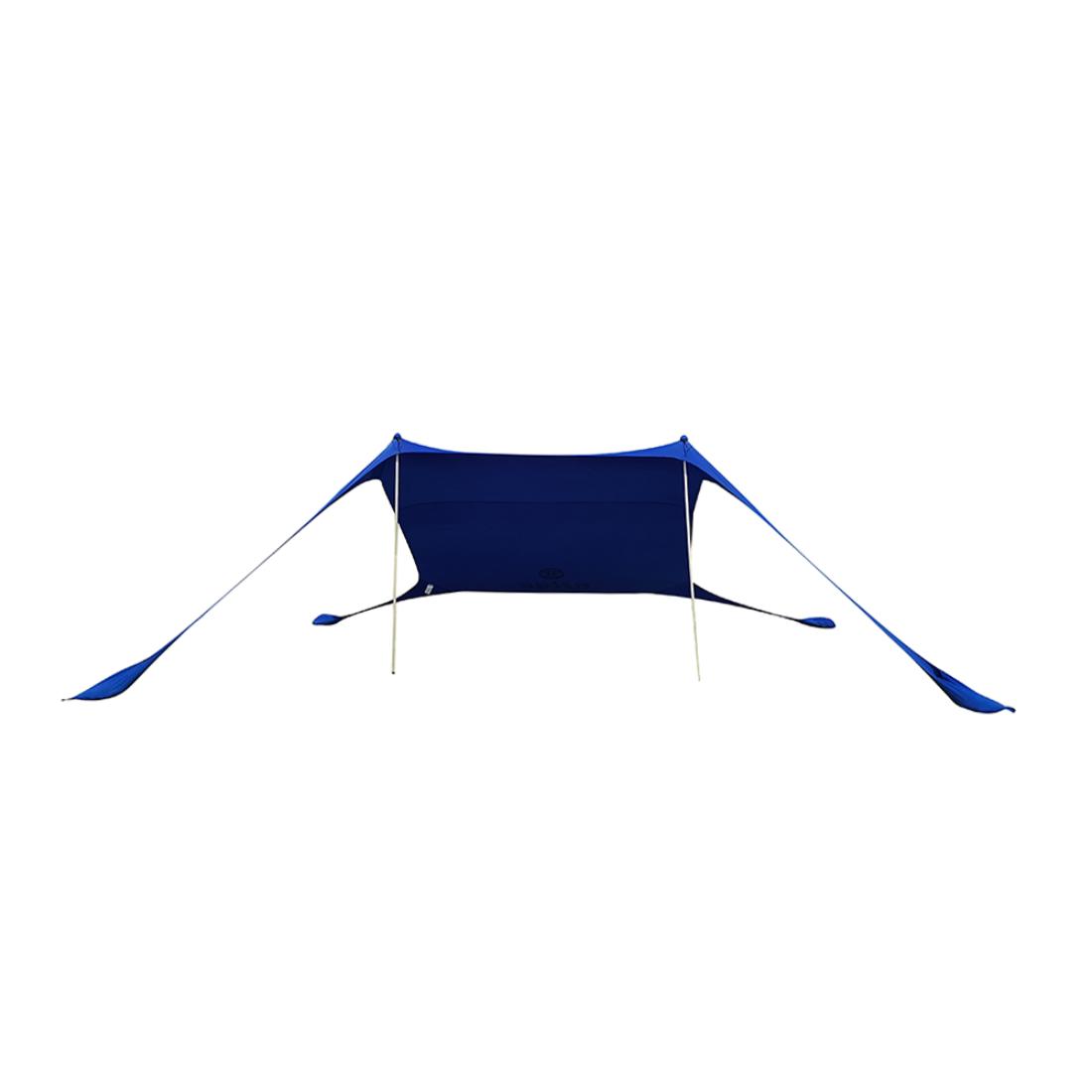 ה-Aztec Sunbag L הוא סככת צל כחולה עם ארבע פינות מורחבות המעוגנות לקרקע ושני מוטות תמיכה בכל קצה, היוצרים מחסה פתוח דמוי אוהל, המושלם למנוחה בחוץ.