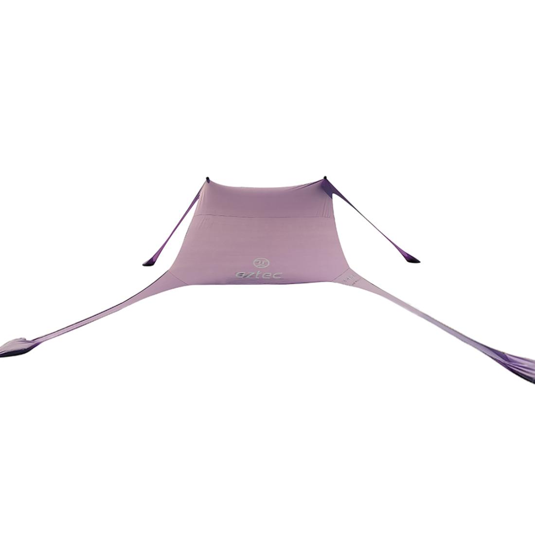 סככת שמש משולשת בצבע סגול מדגם Aztec Sunbag L, עם שלוש נקודות עיגון להיתקעות בקרקע, המיועדת לשימוש בחוץ. במרכז הסככה מודפס הכיתוב "Aztec" בצבע לבן.