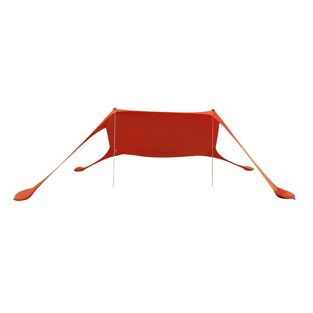 ה-Aztec Sunbag S Air הוא סככה כתומה גדולה עם ארבעה מוטות ושקי חול בפינות, המיועדת לשימוש בחוץ, כמו בחוף הים או בפיקניקים. הבד המתוח והנמוך לקרקע מספק צל אמין בדיוק במקום שבו אתם זקוקים לו.