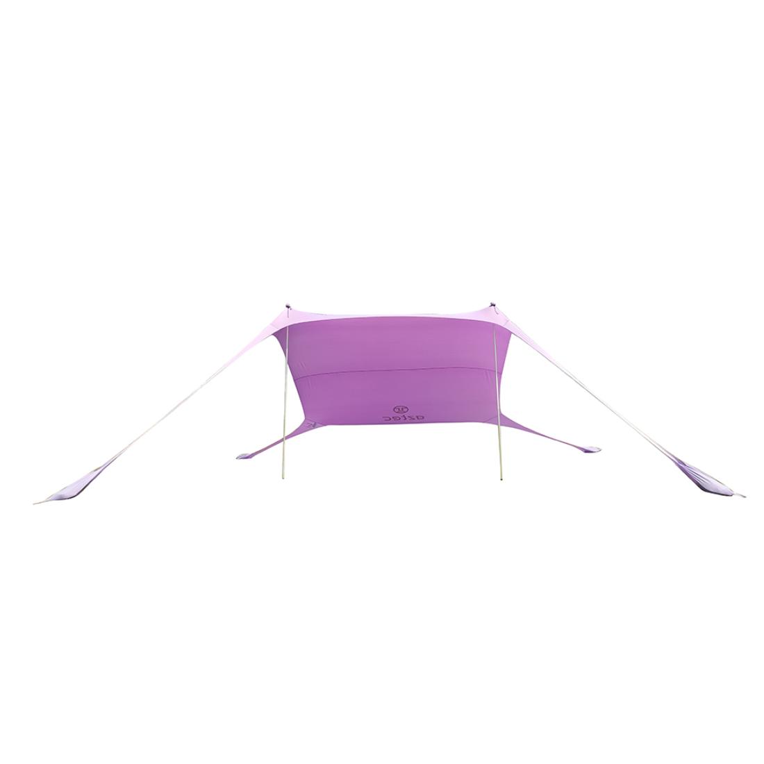 סככת השמש הסגולה Aztec Sunbag XL כוללת ארבעה מוטות ופינות בד מורחבות המעוגנות לקרקע ליציבות מרבית — אידיאלית למנוחה בחוץ או לשילוב עם פוף Aztec Sunbag XL שלכם.