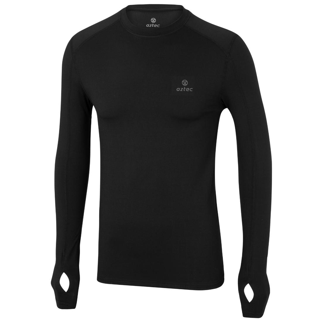 חולצת תרמית Black Aztec Thermo Top 2.0 III M עם שרוולים ארוכים, צווארון עגול וחורים לאגודלים בשרוולים.