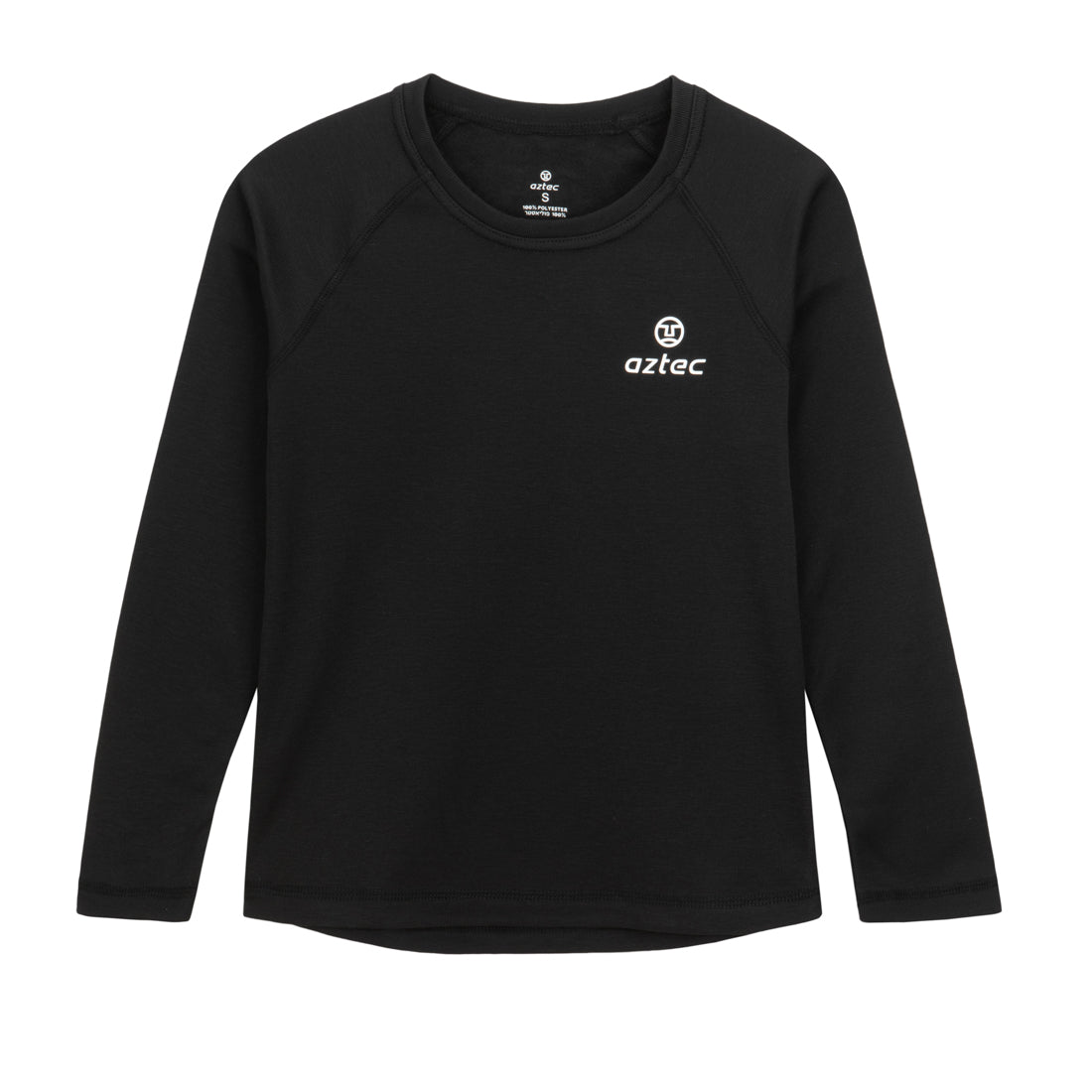 חולצת בסיס תרמית Aztec Thermo Fleece K בצבע שחור, עם שרוולים ארוכים, צווארון עגול ולוגו על החזה השמאלי.