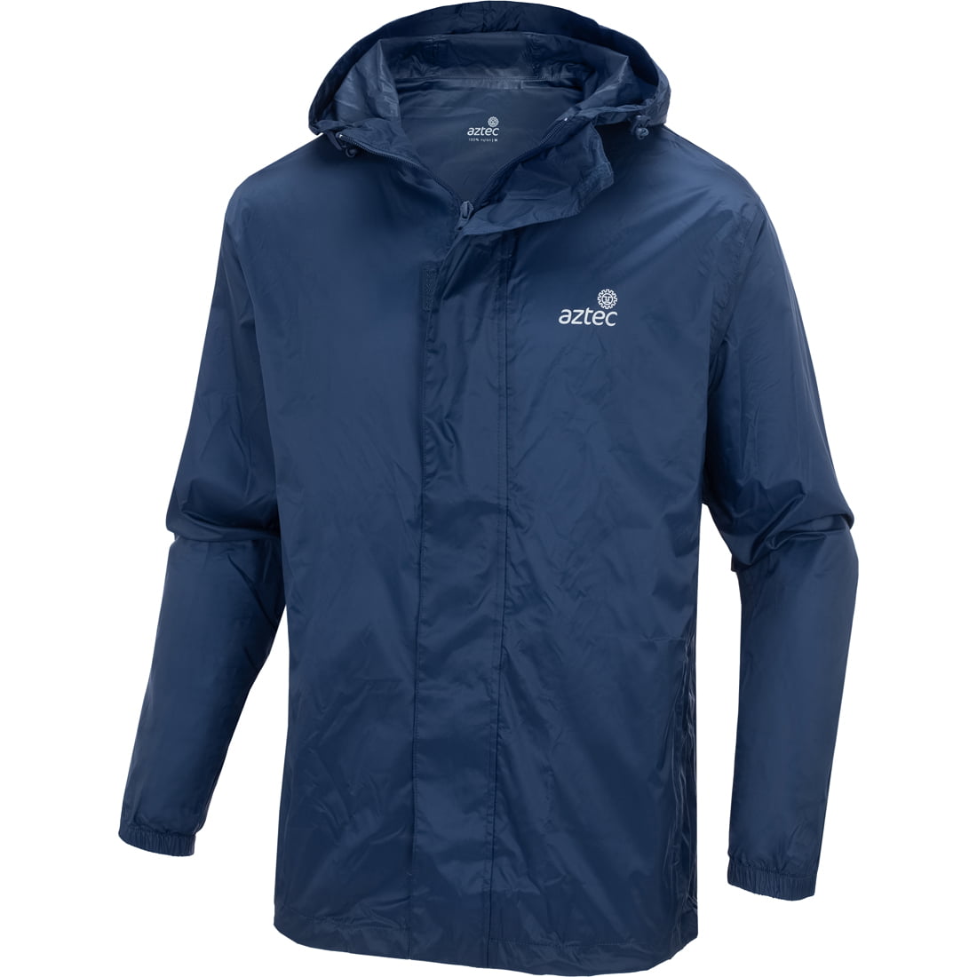 מעיל ה-Aztec Slicker M II הוא מעיל אטום למים בצבע כחול כהה, עם ברדס, שרוולים ארוכים, לוגו Aztec על החזה השמאלי, רוכסן קדמי עם כיסוי, ועיצוב קל משקל ומינימליסטי.