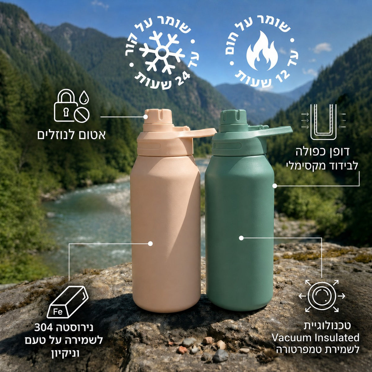 בקבוק שומר חום/קור - Aztec Quantum S/St 750ml
